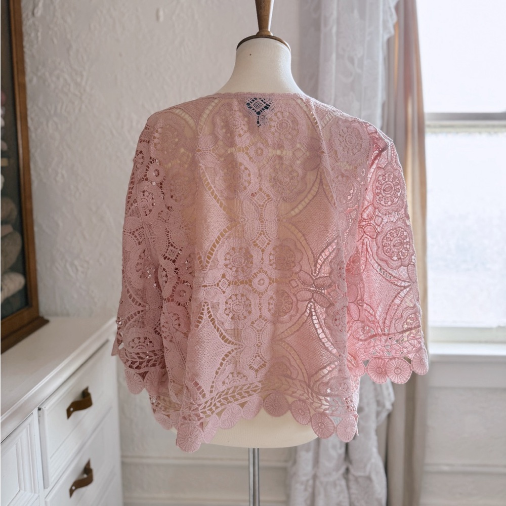 🦢 Lavender Rose Lace Cape Cardigan Romantic Academia Cottagecore Ethereal - Picture 3 of 10